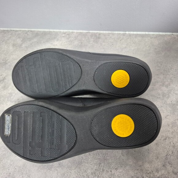 8.5 Fitflop Black Leather Fringed Kiltie Loafers - Picture 8 of 9